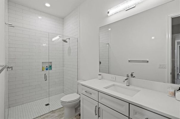 Bathroom, Glass Shower, Interior, Recessed Lighting