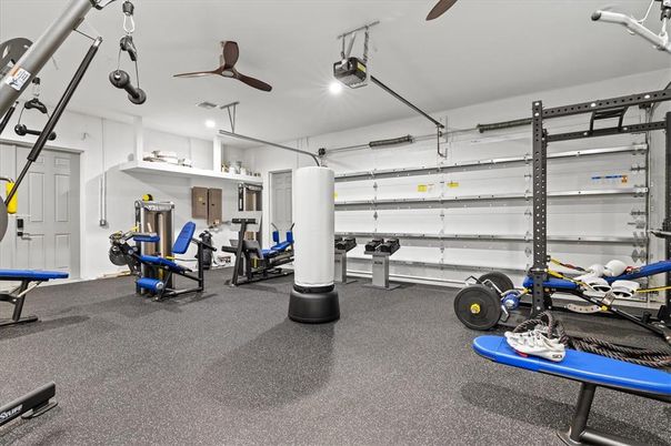 Fitness Equipment, Garage, Gym, Interior, Recessed Lighting