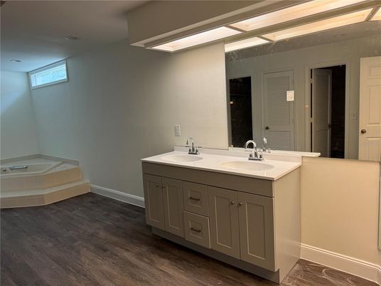 Bathroom, Dual Sink Vanities, Interior, Wood Texture Flooring