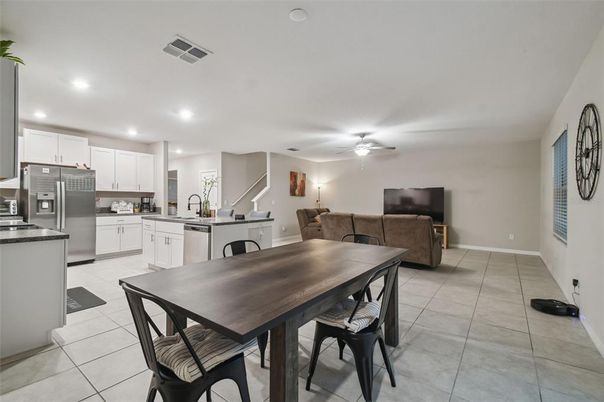 Dining room, Interior, Kitchen, Living room, Recessed Lighting, Stainless Steel Appliances