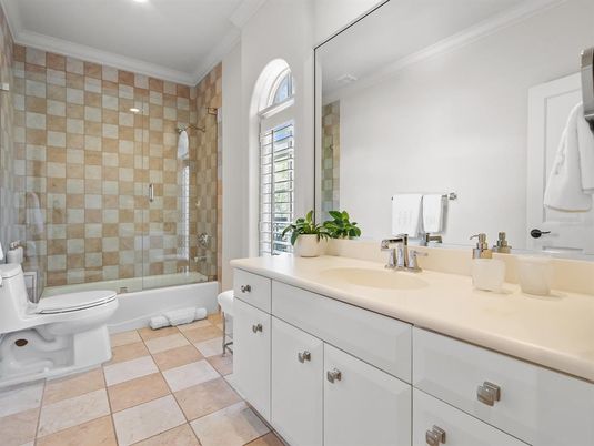 Bathroom, Dual Sink Vanities, Glass Shower, Interior, Recessed Lighting