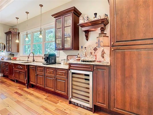 Interior, Kitchen, Pendant Lights, Wood Texture Flooring