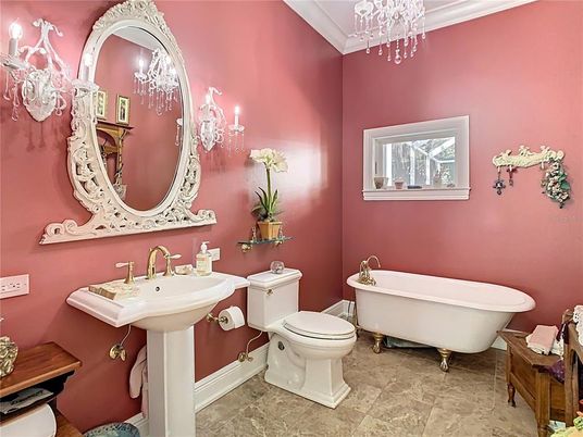 Bathroom, Chandelier, Free Standing Baths, Interior