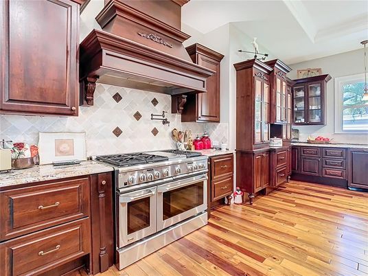 Interior, Kitchen, Pendant Lights, Stainless Steel Appliances, Wood Texture Flooring