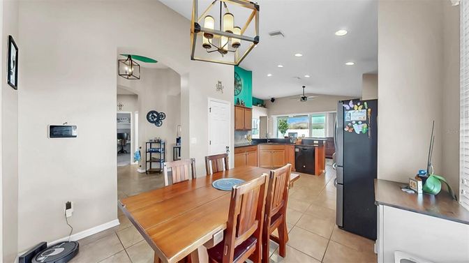 Dining room, Interior, Kitchen, Pendant Lights, Recessed Lighting