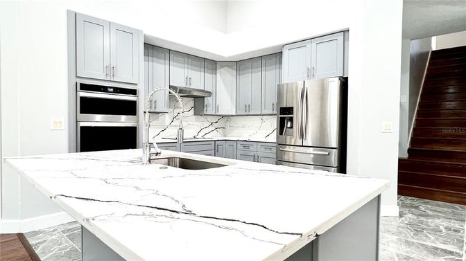 Interior, Kitchen, Stainless Steel Appliances, Wood Texture Flooring