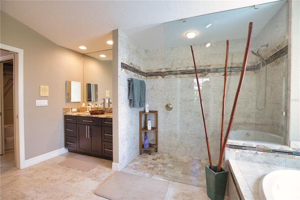 Bathroom, Glass Shower, Interior, Recessed Lighting