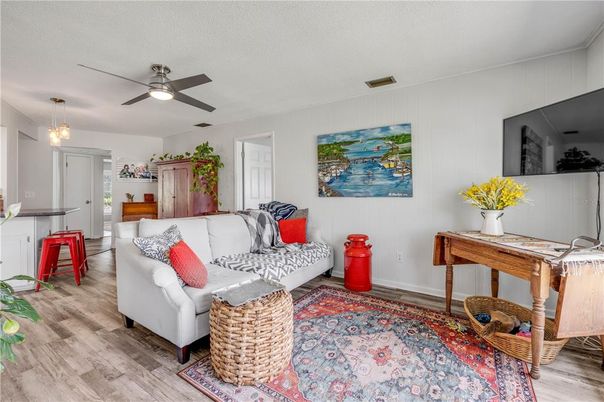Interior, Living room, Pendant Lights, Wood Texture Flooring