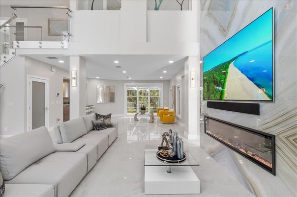 Fireplace, Interior, Living room, Recessed Lighting