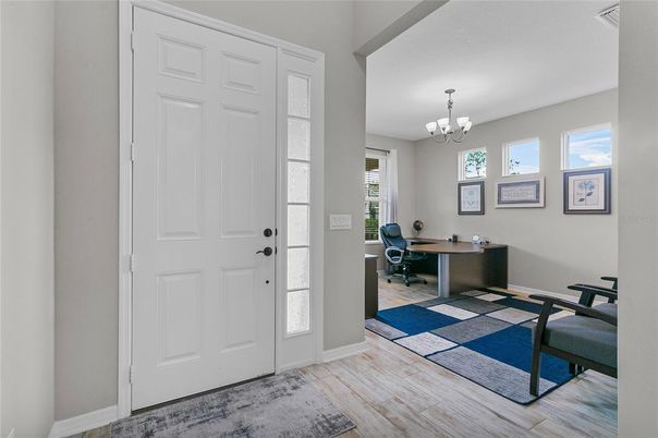 Chandelier, Home Office, Interior, Wood Texture Flooring