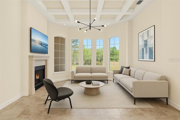 Fireplace, Interior, Living room, Pendant Lights, Recessed Lighting