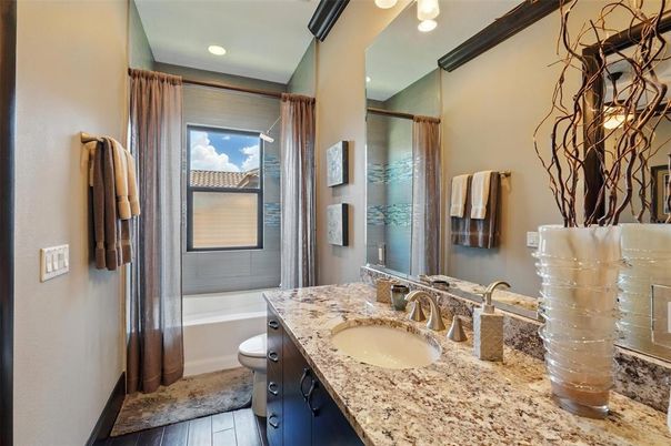 Bathroom, Interior, Recessed Lighting, Wood Texture Flooring