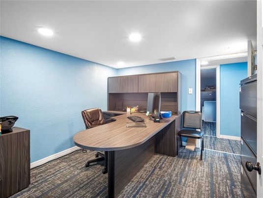 Fireplace, Home Office, Interior, Recessed Lighting