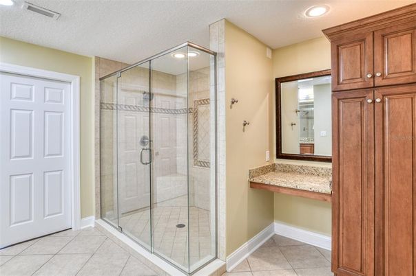 Bathroom, Glass Shower, Interior, Recessed Lighting