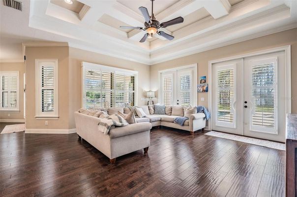 Interior, Living room, Recessed Lighting, Wood Texture Flooring