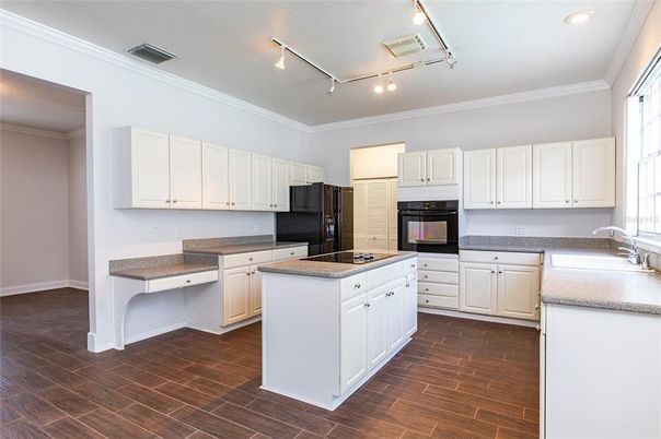 Interior, Kitchen, Recessed Lighting, Wood Texture Flooring