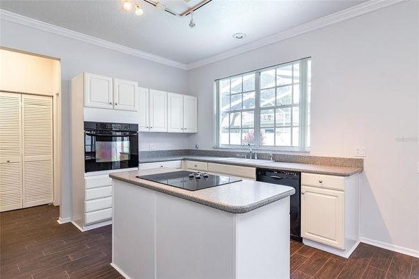 Interior, Kitchen, Recessed Lighting, Wood Texture Flooring