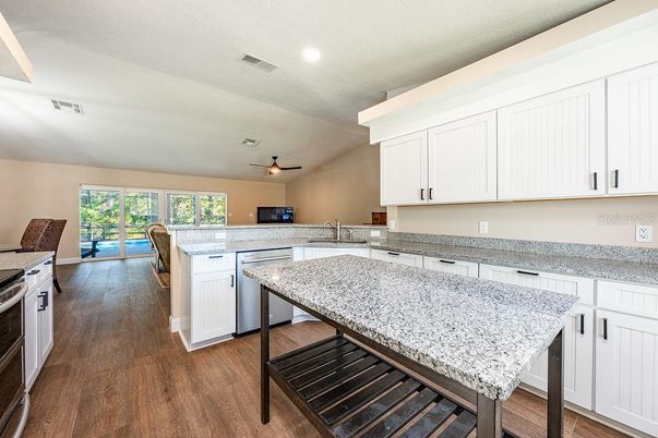 Interior, Kitchen, Recessed Lighting, Wood Texture Flooring