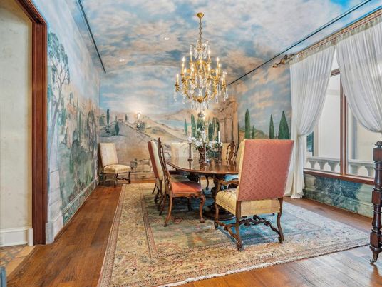 Chandelier, Dining room, Interior, Recessed Lighting, Wood Texture Flooring