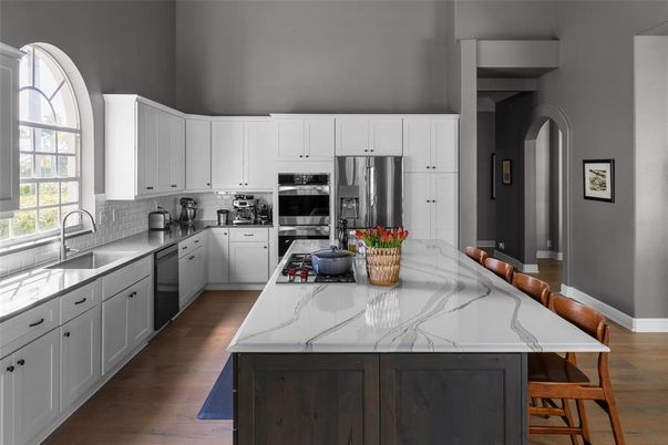Interior, Kitchen, Stainless Steel Appliances, Wood Texture Flooring