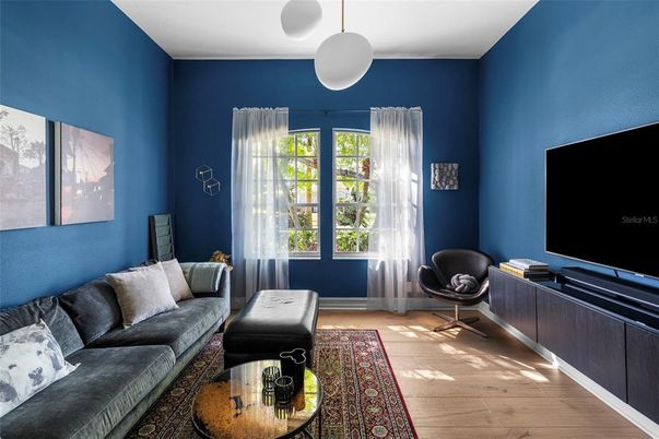 Interior, Living room, Pendant Lights, Wood Texture Flooring
