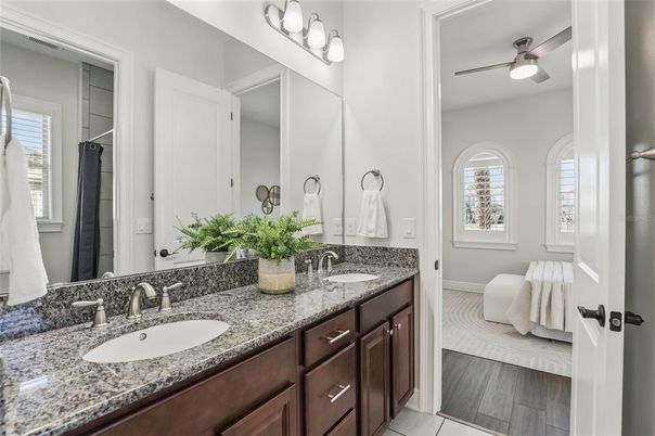 Bathroom, Dual Sink Vanities, Interior, Wood Texture Flooring