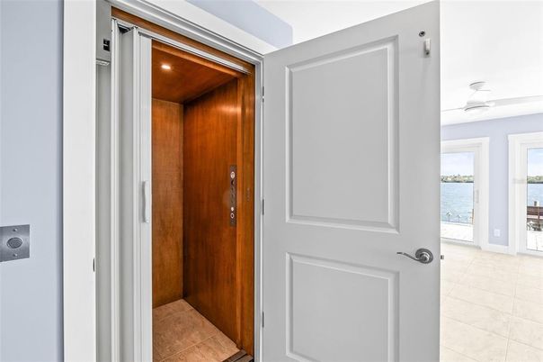 Elevator, Interior, Water, Wooden Ceilings, Wooden Walls