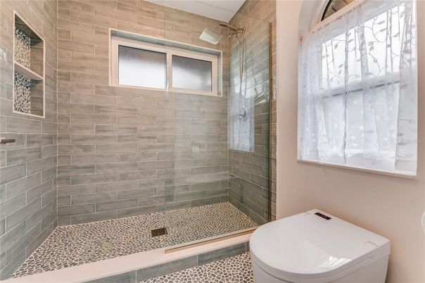 Bathroom, Glass Shower, Interior, Stone Walls