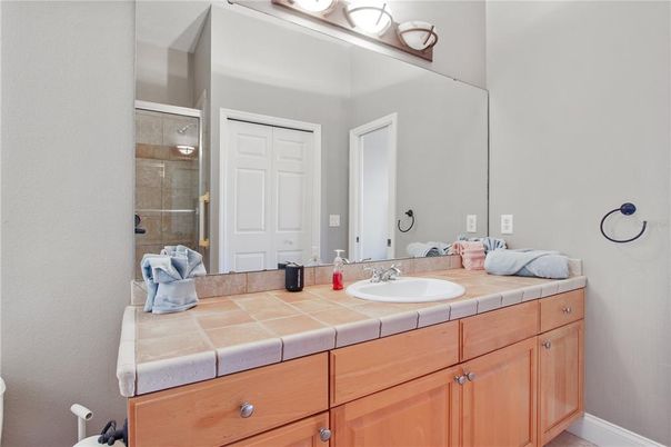 Bathroom, Glass Shower, Interior, Tile Countertops