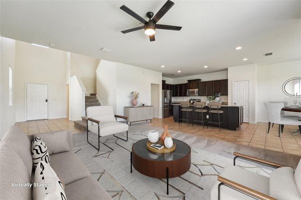 Dining room, Interior, Kitchen, Living room, Recessed Lighting