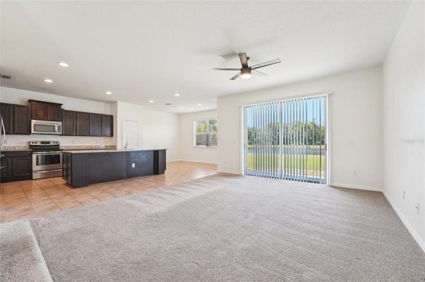 Empty room, Interior, Kitchen, Recessed Lighting, Stainless Steel Appliances