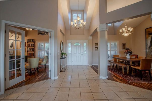 Chandelier, Dining room, Interior, Wood Texture Flooring