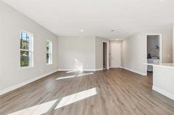 Empty room, Interior, Recessed Lighting, Wood Texture Flooring
