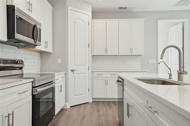 Interior, Kitchen, Stainless Steel Appliances, Wood Texture Flooring