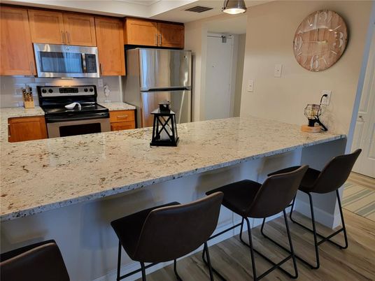 Interior, Kitchen, Stainless Steel Appliances, Wood Texture Flooring