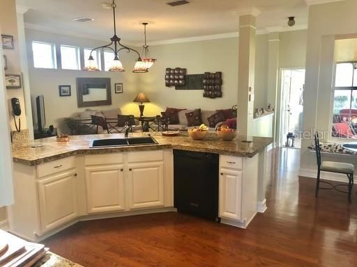 Chandelier, Dining room, Interior, Kitchen, Living room, Wood Texture Flooring