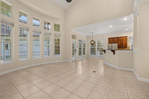 Empty room, Interior, Kitchen, Pendant Lights, Recessed Lighting