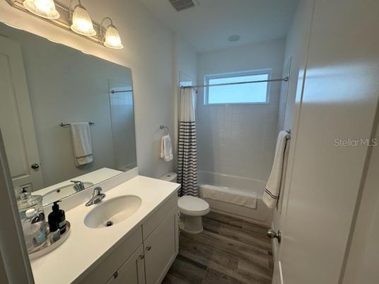 Bathroom, Dual Sink Vanities, Interior, Wood Texture Flooring