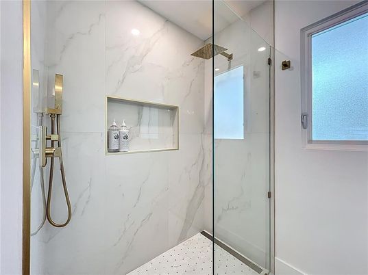 Bathroom, Glass Shower, Interior, Marble Walls