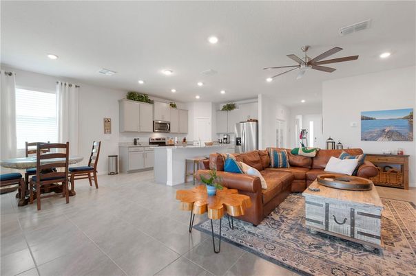 Dining room, Interior, Kitchen, Living room, Recessed Lighting, Stainless Steel Appliances