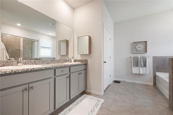 Bathroom, Dual Sink Vanities, Glass Shower, Interior, Recessed Lighting