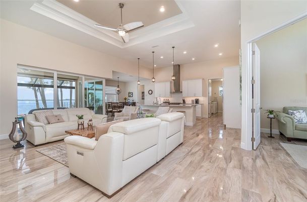 Dining room, Interior, Kitchen, Living room, Pendant Lights, Recessed Lighting, Water