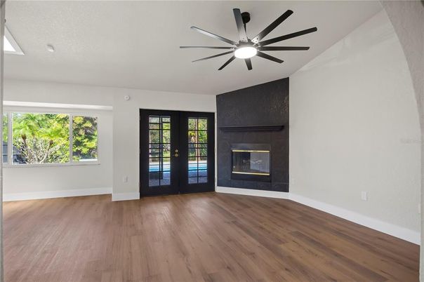 Empty room, Fireplace, Interior, Wood Texture Flooring
