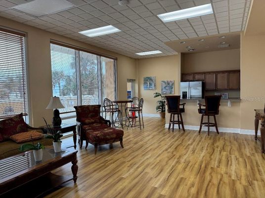 Dining room, Interior, Kitchen, Living room, Recessed Lighting, Wood Texture Flooring