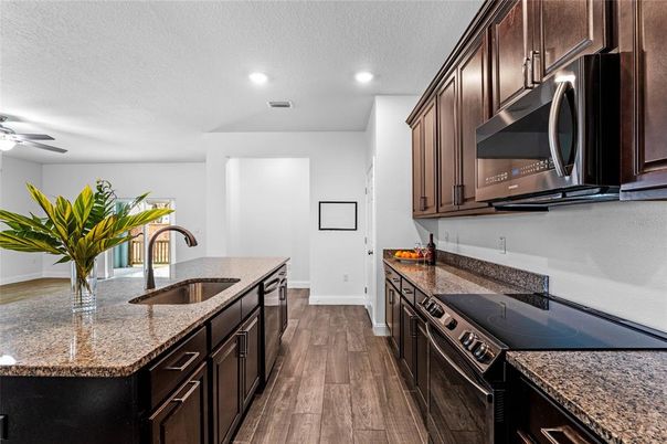 Interior, Kitchen, Recessed Lighting, Wood Texture Flooring