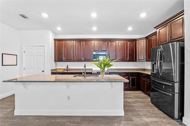 Interior, Kitchen, Recessed Lighting, Wood Texture Flooring