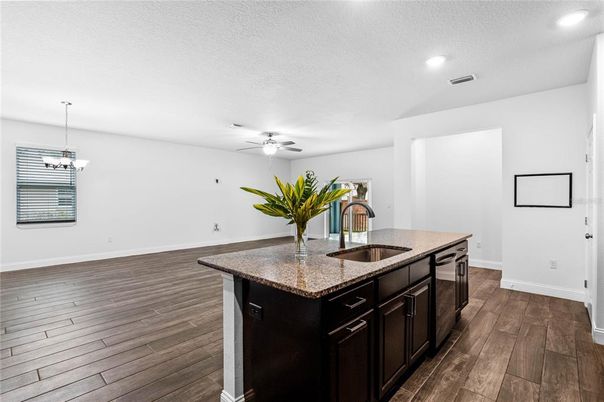Chandelier, Interior, Kitchen, Recessed Lighting, Wood Texture Flooring