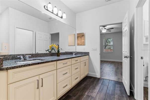 Bathroom, Dual Sink Vanities, Interior, Wood Texture Flooring