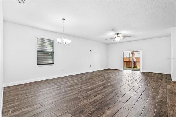 Chandelier, Empty room, Interior, Wood Texture Flooring