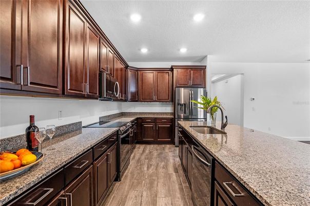 Interior, Kitchen, Recessed Lighting, Wood Texture Flooring